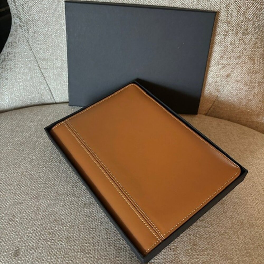 New Brown Leather Jr. Pad Folio with gift box